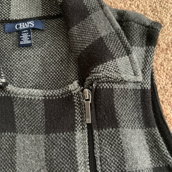 Chaps Black Buffalo Plaid Asymmetrical Vest - Large - Picture 3 of 7